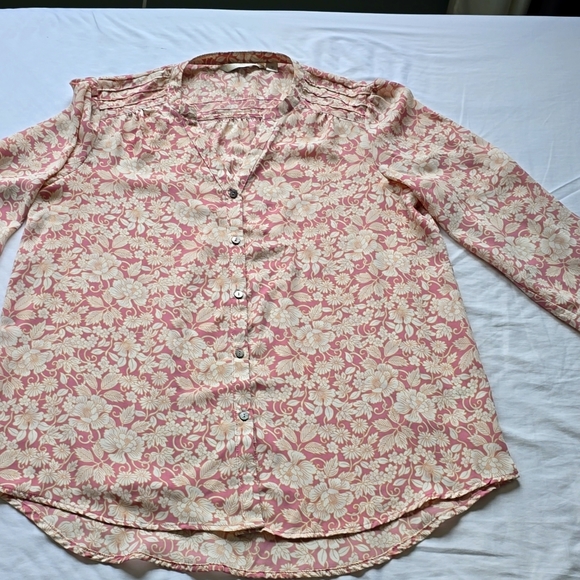LC Lauren Conrad Pink Floral Button Frtont Sz. M - Picture 3 of 5